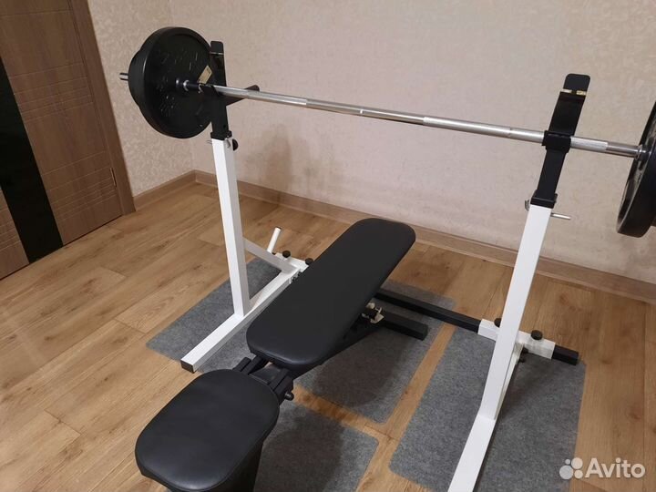 Стойка для штанги,скамья, штанга 90 кг
