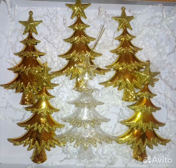 Наборы золотых ёлочных игрушек