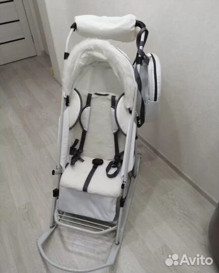 Санки-коляска Pikate белые