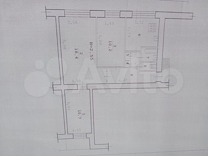 3-к. квартира, 57 м², 8/9 эт.