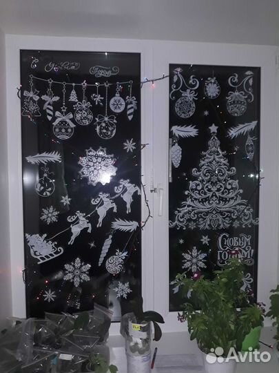 Новогодние наклейки на окна