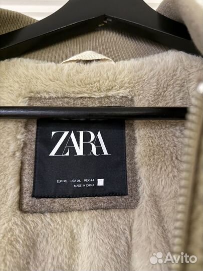Бомбер куртка zara с мехом