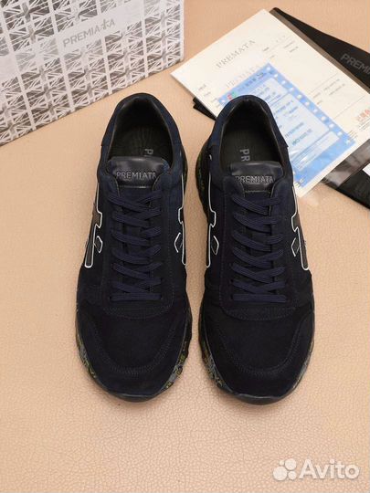 Кроссовки мужские Premiata замшевые синие