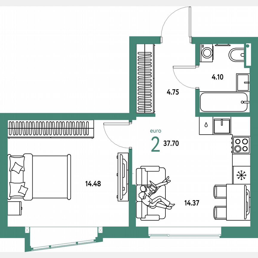 1-к. квартира, 37,7 м², 10/23 эт.