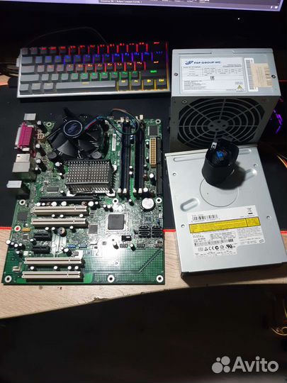 Материнка Intel 775 + блок питания и DVD-R IDE