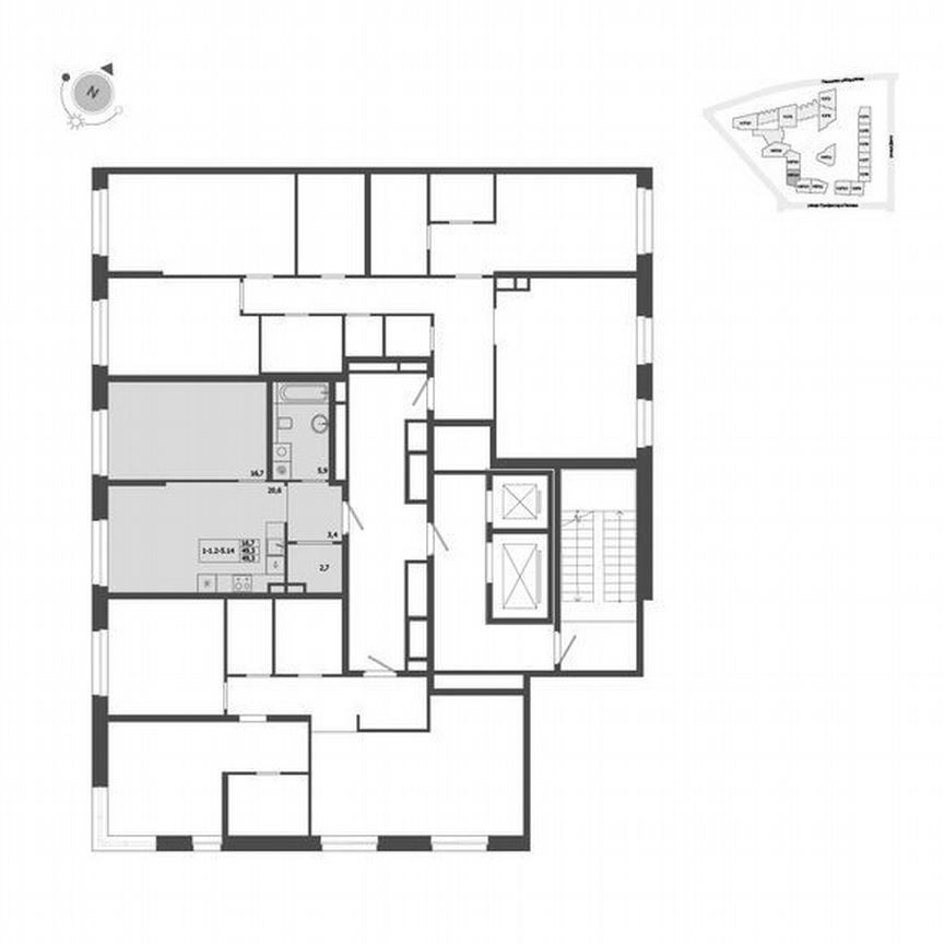 1-к. квартира, 49,3 м², 4/9 эт.