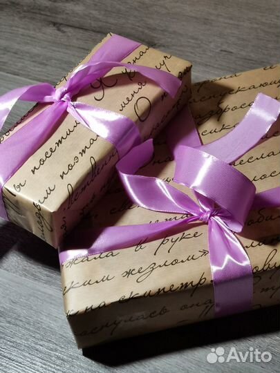 Бумага подарочная 100х70см + атласная лента 2м