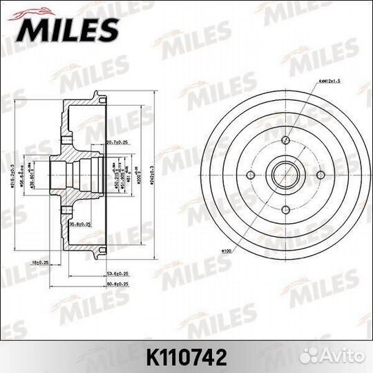 Тормозной барабан Miles, K110742