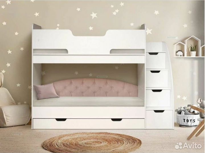 Кровать 2 яруса с лестницей комод детская