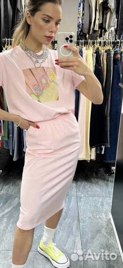 Хлопковый костюм с юбкой новый, с биркой