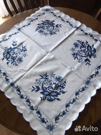 Скатерть, салфетка синий лук, луковый узор