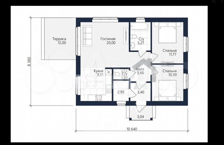 Дача 70,5 м² на участке 10 сот.