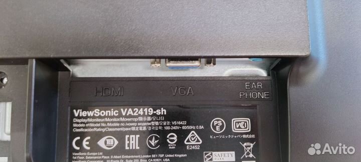 Монитор ViewSonic VA2419-SH, VS16422, черный