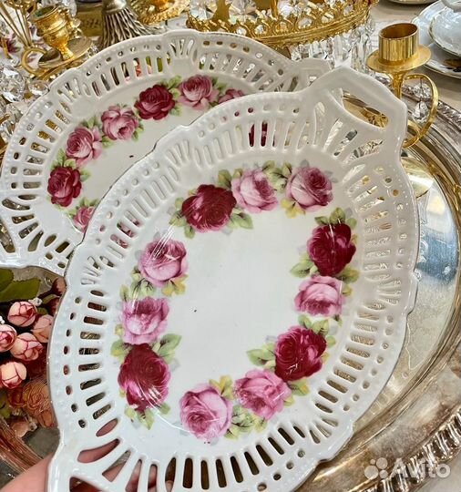 Антиквариат. Блюдо. Прорезной фарфор