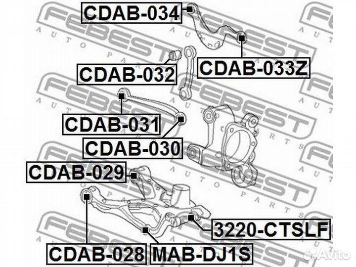 Сайлентблок задней поперечной тяги Febest cdab033Z