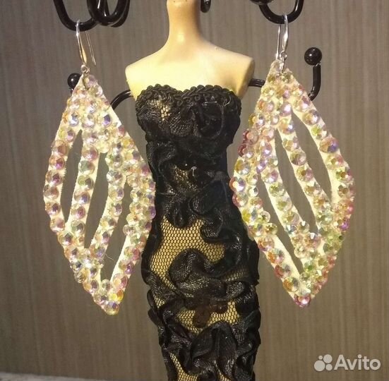 Серьги ручной работы из стеклянных страз AB