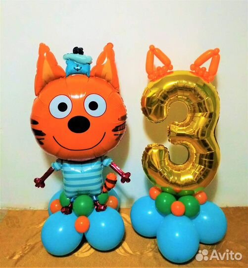 Фигурки котят на день рождения с ушастыми цифрами