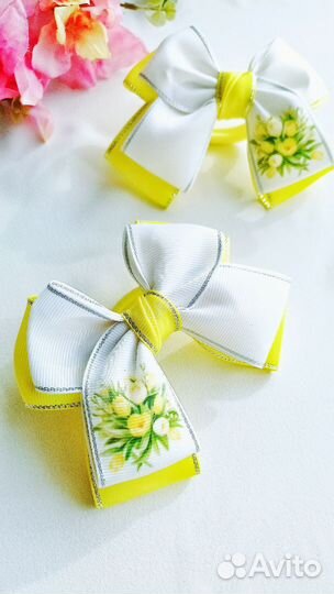 Весенние бантики с сублимацией для девочки