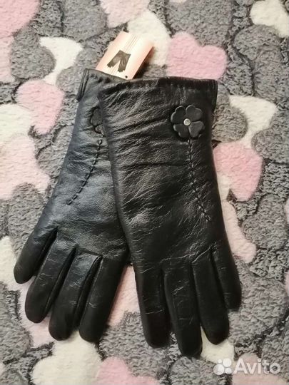 Перчатки женские кожаные, новые на овчине