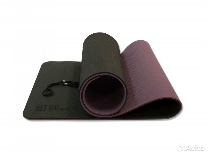 Коврик для йоги 10 мм двухслойный TPE черно-фиолет