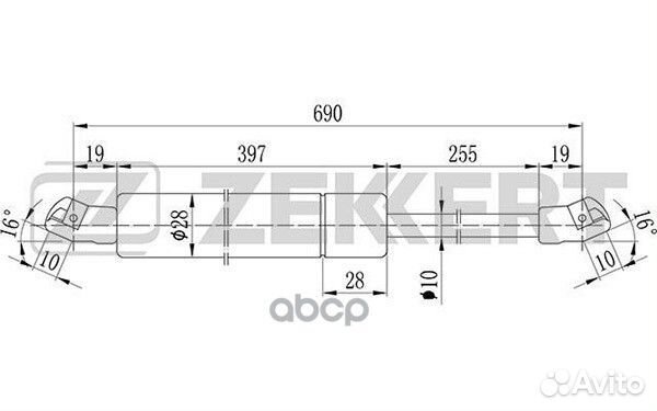 Пружина газовая багажника VW Transporter IV 90