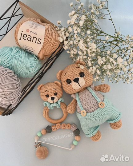 Вязаные игрушки ручной работы. Набор для малыша