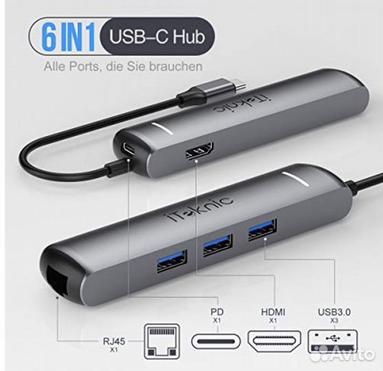 Картридер MacBook USB C 6 port концентратор
