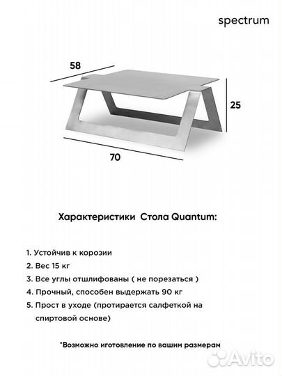 Металлический журнальный столик лофт