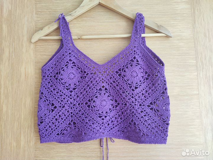 Топ кроше бабушкин квадрат 42 46 размер