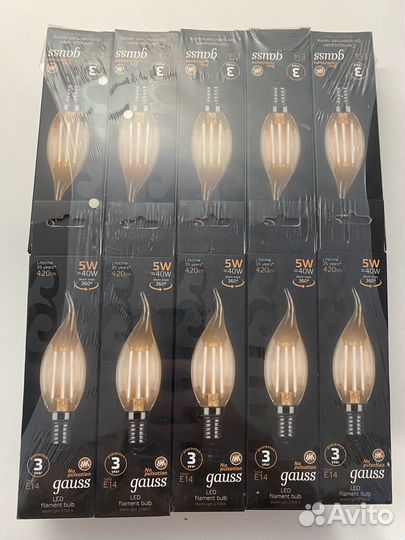 Упаковка светодиодных ламп 10 шт. gauss, E27, 5Вт