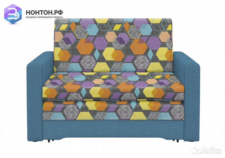 Диван выкатной Виктория-5 с узором синий