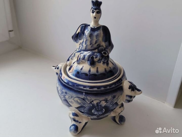 Гжель сахарница птица-феникс