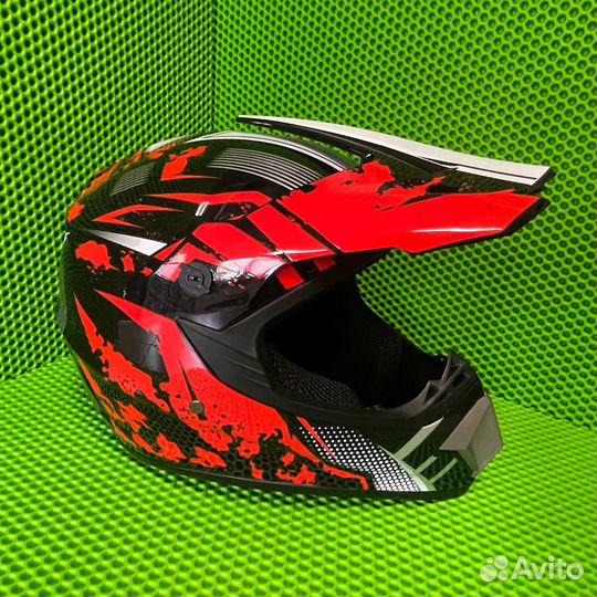 Шлем Эндуро красный Мотокросс новый
