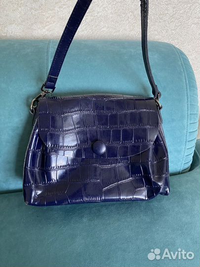 Сумка женская натуральная кожа темно-синий цвет бу