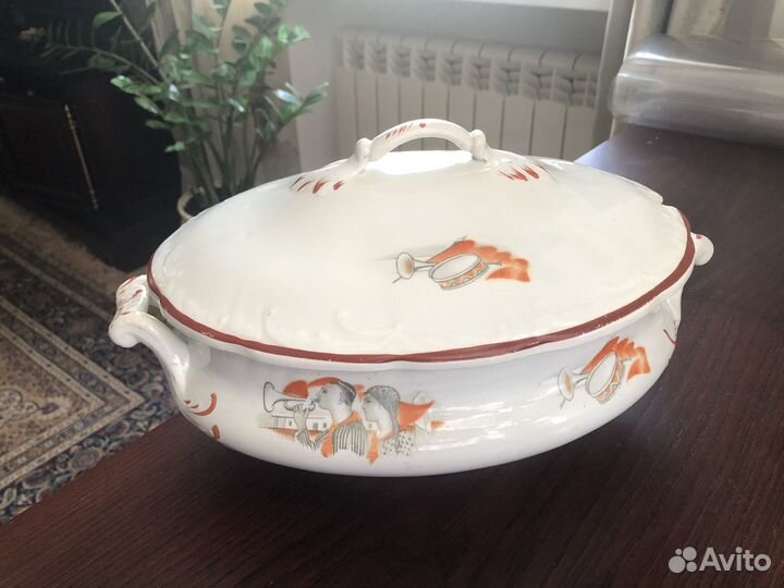 Супница Пионеры, агитационный фарфор, Советы, 20-е