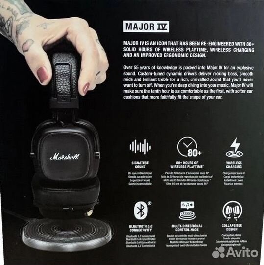 Bluetooth-наушники Marshall Major IV 4, складные