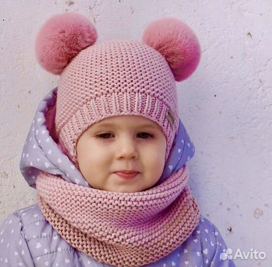 Комплект шапка, шарф для девочки