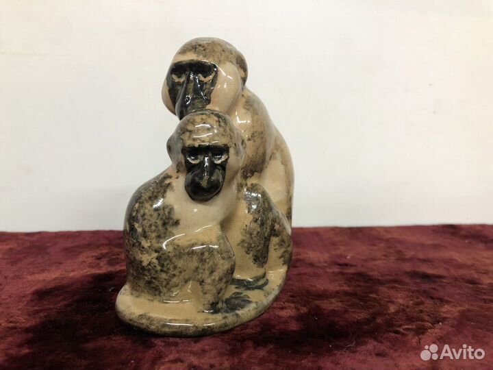 Статуэтка Обезьянки обливная керамика