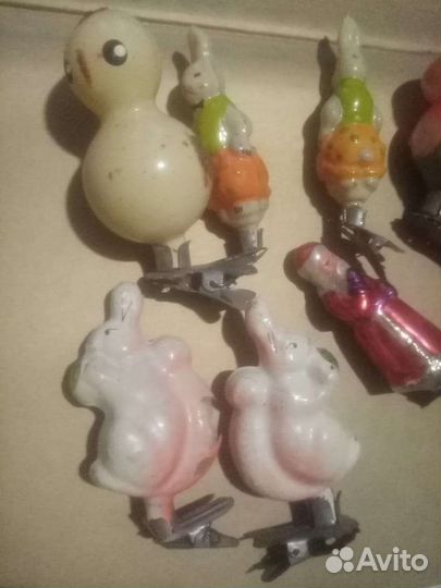 Елочные игрушки СССР на прищепке 7 штук