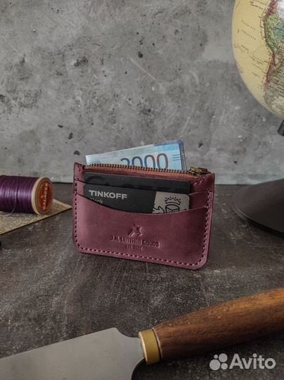 Картхолдер на молнии / натуральная кожа/кредитница