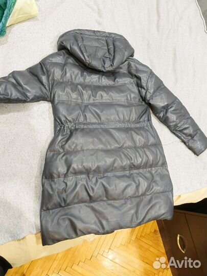 Женский кожаный пуховик