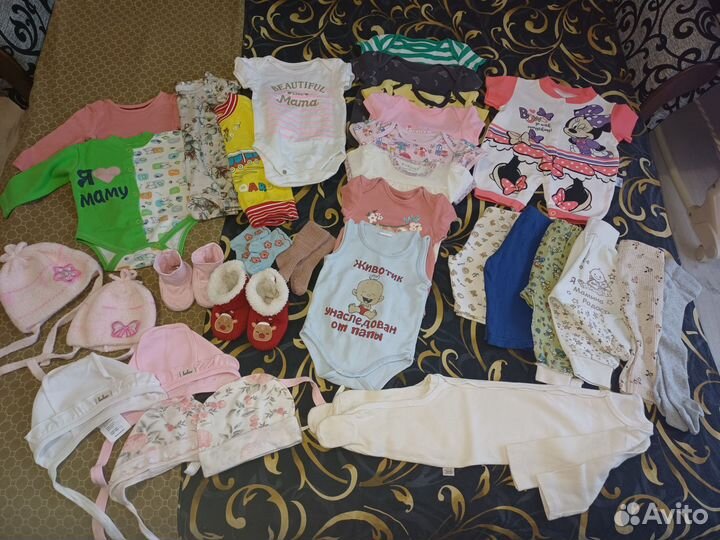 Вещи на девочку 56-62, 0-6месяцев