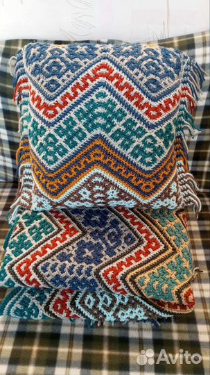 Плед 115*150 ручная вязка + подушка 40*40