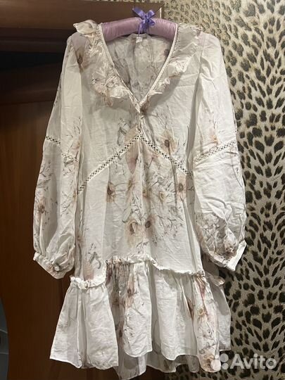 Hm туника мини платье р 44 цветы