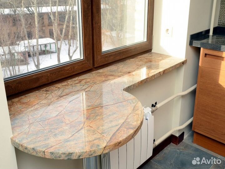 Подоконник из мрамора, акрила, кварца