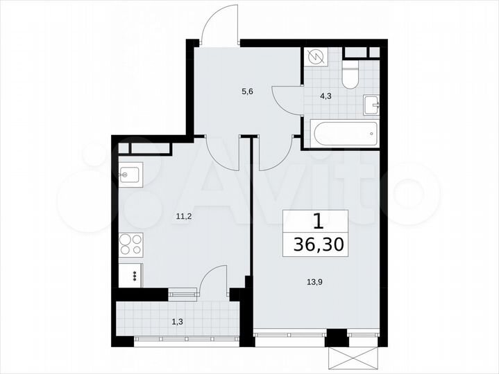 1-к. квартира, 36,3 м², 8/9 эт.