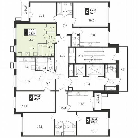 Квартира-студия, 27,9 м², 21/22 эт.