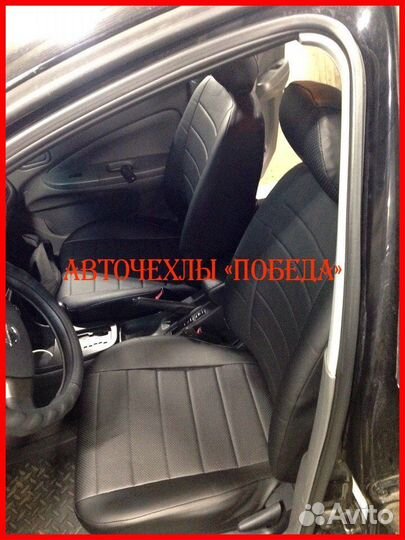 Чехлы Nissan Almera Classic из экокожи чёрно-серые