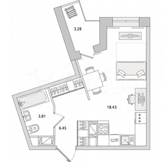 Квартира-студия, 32 м², 4/17 эт.