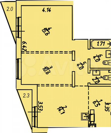2-к. квартира, 61,1 м², 11/18 эт.